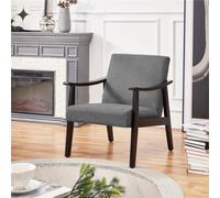 Yaheetech Upholstered Accent Armchair with Solid Wood Legs - Grey