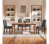 Yaheetech Dark Grey Set Of 2 Modern Dining Chairs With Nailhead Trim