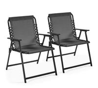 Yaheetech Dark Grey Set Of 2 Outdoor Texteline Folding Dining Chairs With Armrests