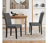 Yaheetech Dark Grey Set Of 2 Upholstered Dining Chairs With Rubberwood Legs
