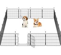 Yaheetech Dog Pen 16 Panel 50 cm for Puppy/Small Dogs, Foldable Puppy Playpen with Door, Metal Expandable Pet Exercise Fence for Indoor/Outdoor Use