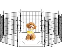Yaheetech Dog Pen 16 Panel 60 cm for Puppy/Small Dogs, Foldable Puppy Playpen with Door, Metal Expandable Pet Exercise Fence for Indoor/Outdoor Use
