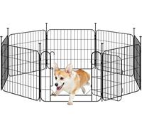 Yaheetech Dog Pen 8 Panel 50 cm for Puppy/Small Dogs, Foldable Puppy Playpen with Door, Metal Expandable Pet Exercise Fence for Indoor/Outdoor Use