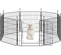 Yaheetech Dog Pen 8 Panel 60 cm for Puppy/Small Dogs, Foldable Puppy Playpen with Door, Metal Expandable Pet Exercise Fence for Indoor/Outdoor Use