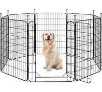Yaheetech Dog Pen 8 Panel 80 cm for Small/Medium Dogs, Foldable Puppy Playpen with Door, Metal Expandable Pet Exercise Fence for Indoor/Outdoor Use