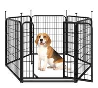 Yaheetech Dog Play Pen, Flat-Top Stakes, 6 Panels, 66x80 cm W/H, Black