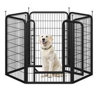Yaheetech Dog Play Pen, Flat-Top Stakes, 6 Panels, 68x100 cm W/H, Black
