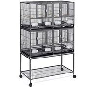Yaheetech Double Stackable Wide Breeder Bird Cage on Wheels Black