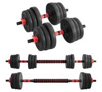 Yaheetech Dumbbells Set 20kg Adjustable Dumbbell & Barbell Weight Set, Free Weights with Multiple Weight Combinations, Easy Assembly, Secure Locking Collars, Non-Slip Grip for Home Gym Workout