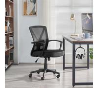 Yaheetech Ergonomic Mid-Back Swivel Mesh Office Chair - Black