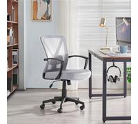 Yaheetech Ergonomic Mid-Back Swivel Mesh Office Chair - Light Grey