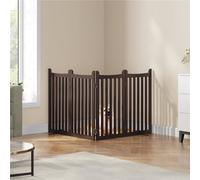 Yaheetech Espresso Four Panel Freestanding Wooden Fence With Two Support Feet