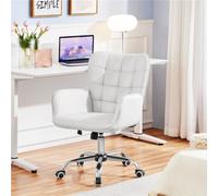 Yaheetech Faux Leather Desk Chair With Padded Armrests - White