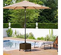 Yaheetech Fillable Portable Metal Umbrella Base Stand With 4 Wheels, Brown