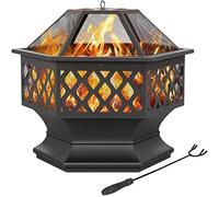 Yaheetech Fire Pit for Garden Hexagon Outdoor Firepit W/Mesh Poker, 60.5cm