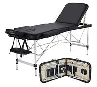 Yaheetech Foldable Massage Bed Portable Lash Table Beauty Bed Professional Salon Spa Table Aluminum 60 cm Width 3 Section Black