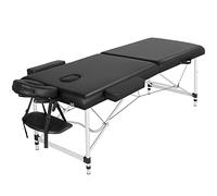 Yaheetech Foldable Massage Bed Portable Lash Table Beauty Bed Professional Salon Spa Table Aluminum 70 cm Width 2 Section Black
