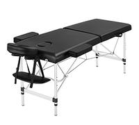 Yaheetech Foldable Massage Bed Portable Lash Table Beauty Bed Professional Salon Spa Table Aluminum 60 cm Width 2 Section Black