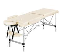 Yaheetech Foldable Massage Bed Portable Lash Table Beauty Bed Professional Salon Spa Table Aluminum 60 cm Width 2 Section Cream