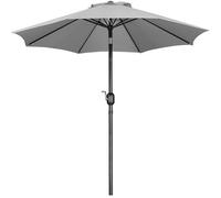 Yaheetech Garden Parasol Umbrella 2.7M Patio Table Umbrella Outdoor Sun Shade with Crank Handle & 8 Metal Ribs for Garden/Backyard/Deck - Light Gray