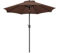 Yaheetech Garden Parasol Umbrella 2.7M Patio Table Umbrella Outdoor Sun Shade with Crank Handle & 8 Metal Ribs for Garden/Backyard/Deck - Brown
