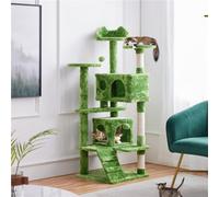 Yaheetech Green 137 Cm Height Cat Tree Tower With Condos & Dangling Balls & Scratching Posts