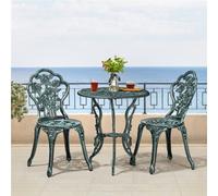 Yaheetech Green 3 Piece Patio Bistro Table Set With Umbrella Hole And Metal Frame