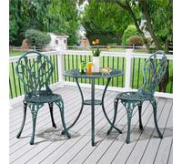 Yaheetech Green 3 Piece Patio Bistro Table Set With Umbrella Hole Floral Design