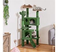 Yaheetech Green/brown 138Cm Cactus Cat Tower With Padded Perch, Platform, Condos, Ramp