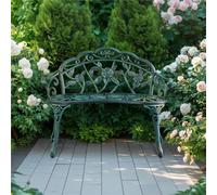 Yaheetech Green Outdoor Metal Garden Bench With Adjustable Foot Pads