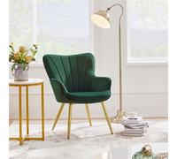 Yaheetech Green Upholstered Velvet Armchair With Wing Side