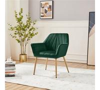 Yaheetech Green Velvet Tufted Accent Chair Armchair With Metal Legs