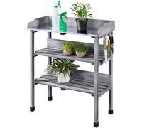 Yaheetech Grey 3-Tier Fir Outdoor Potting Bench Table With Storage Shelf