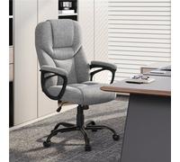 Yaheetech Grey Fabric Executive Office Chair With High Back And Padded Armrests