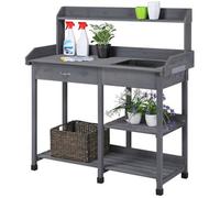Yaheetech Grey Garden Potting Bench With Sink Drawer/rack/shelves