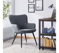 Yaheetech Grey Modern Pleated Curved Back Fabric Accent Chair Upholstered Armchair