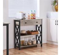 Yaheetech Grey Vintage Console Table With 1 Drawer And 2 Open Shelves