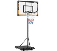 Yaheetech Height Adjustable Basketball Hoop 7ft-8ft Portable Basketball Net Stand Set System with 28'' Backboard & 2 Wheels