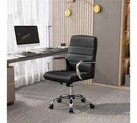 Yaheetech Height Adjustable Pu Leather Office Chair With Armrests - Black