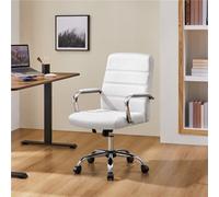 Yaheetech Height Adjustable Pu Leather Office Chair With Armrests - White