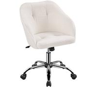 Yaheetech Height Adjustable Swivel Desk Chair With Castors And Armrests - Ivory / Boucle