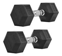 Yaheetech Hex Dumbbells Set with Work Guide, 2x5kg/2x6kg/2x8kg/2x10kg Dumbbells Pair, Anti-Roll Knurled Grip Rubber Dumbbells for Home Gym & Strength Training