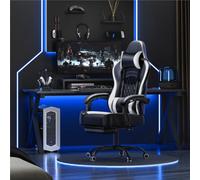 Yaheetech High-Back Ergonomic Swivel Gaming Chair W/ Slide-Out Footrest - Black/white