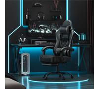 Yaheetech High-Back Ergonomic Swivel Gaming Chair With Footrest - Black