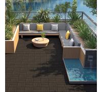 Yaheetech Interlocking Wood Flooring Tiles For Patio Deck Poolside, Pack Of 27, Black
