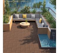 Yaheetech Interlocking Wood Flooring Tiles For Patio Deck Poolside, Pack Of 27, Brown