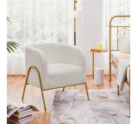 Yaheetech Ivory Accent Armchair With Gold-Tone Metal Legs