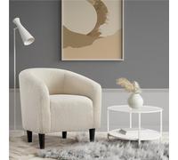 Yaheetech Ivory Boucle Club Chair Accent Barrel Chair Upholstered Arm Chair