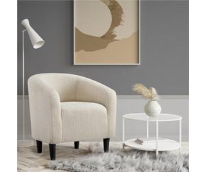 Yaheetech Ivory Boucle Club Chair Accent Barrel Chair Upholstered Arm Chair