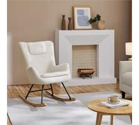 Yaheetech Ivory Boucle Upholstered Small Rocking Accent Chair With Beech Wood Legs